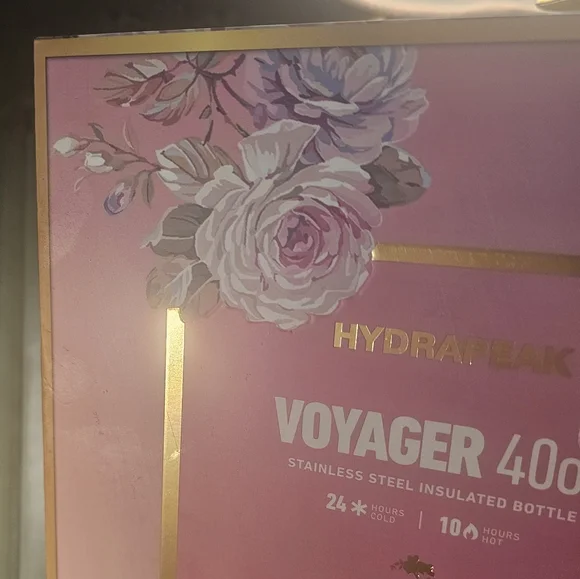 Hydrapeak Floral Tumbler with Lid - Pink and Gold - Picture 7 of 12